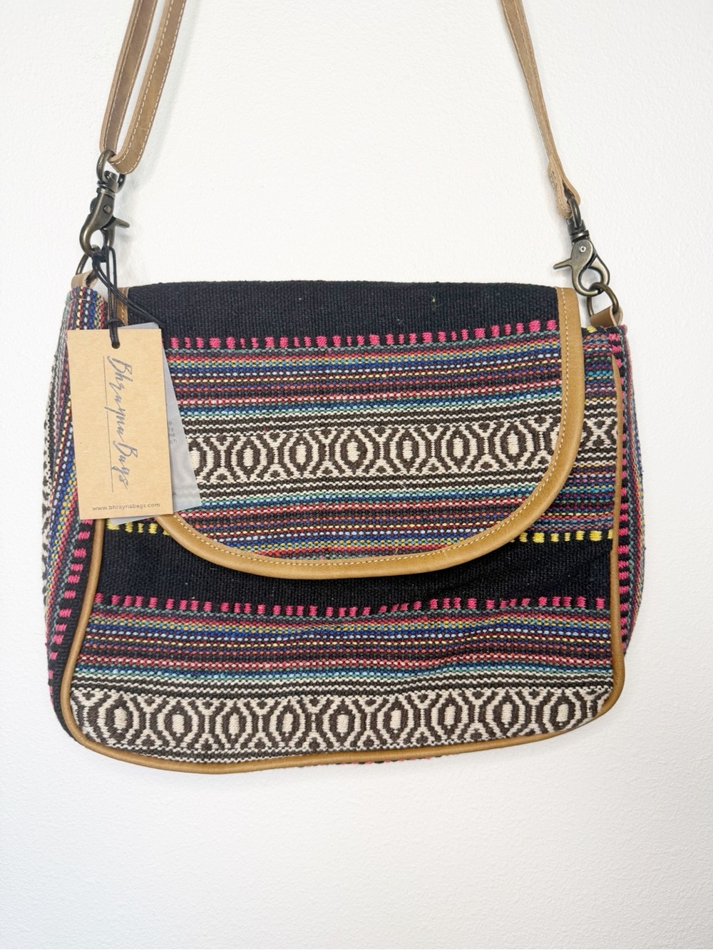 Multicolor Striped Woven Boho Crossbody Bag